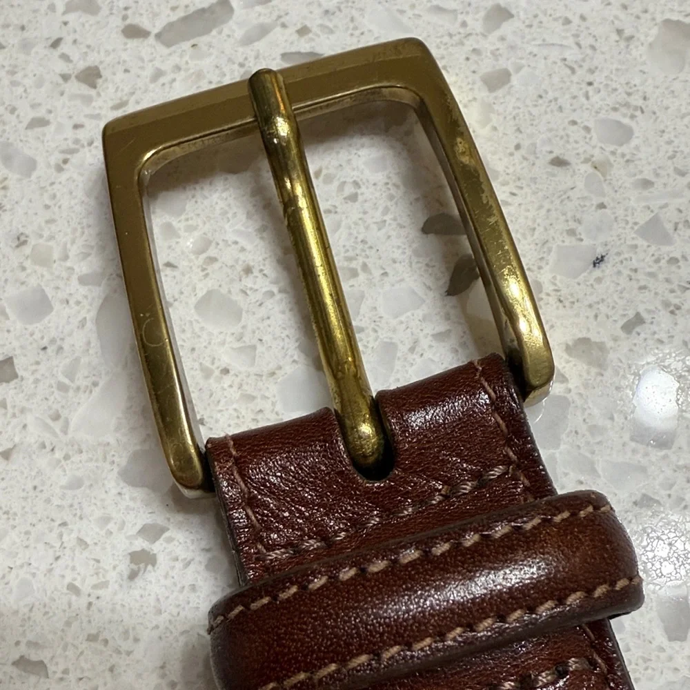 Trafalgar‎ Cortina Brown Leather Belt with Brass Gold Buckle SZ 40 cognac GUC